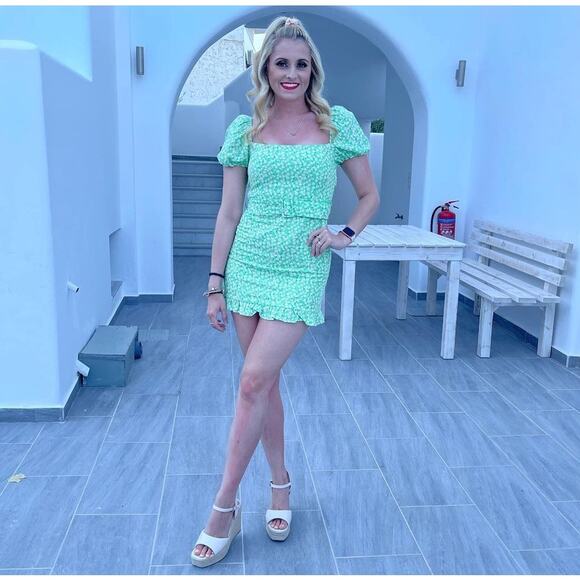 ๐ ZARA Linen Blend Belted Mini Dress NWT | Puff Sleeve Ruffle Hem L - Picture 14 of 16